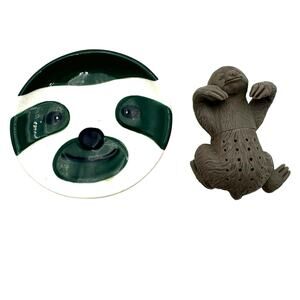 DAVID'S TEA Sloth Face Spoon Rest Plate Limited‎ Edition Retired Bonus Steeper